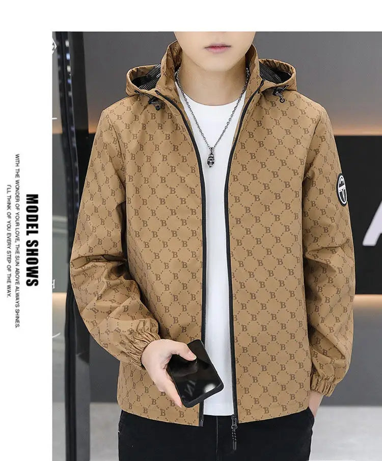 Autumn Casual Hooded Jacket Men Luxury Business Social Jackets Personality Streetwear Coats Tops Men's Clothing