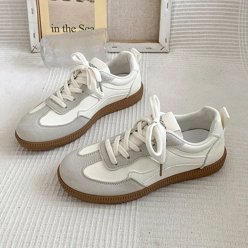 Large Size White Shoes for Women 2024 New All-match German Training Women's Casual Lace-up Sneakers Fashionable Casual Sneakers