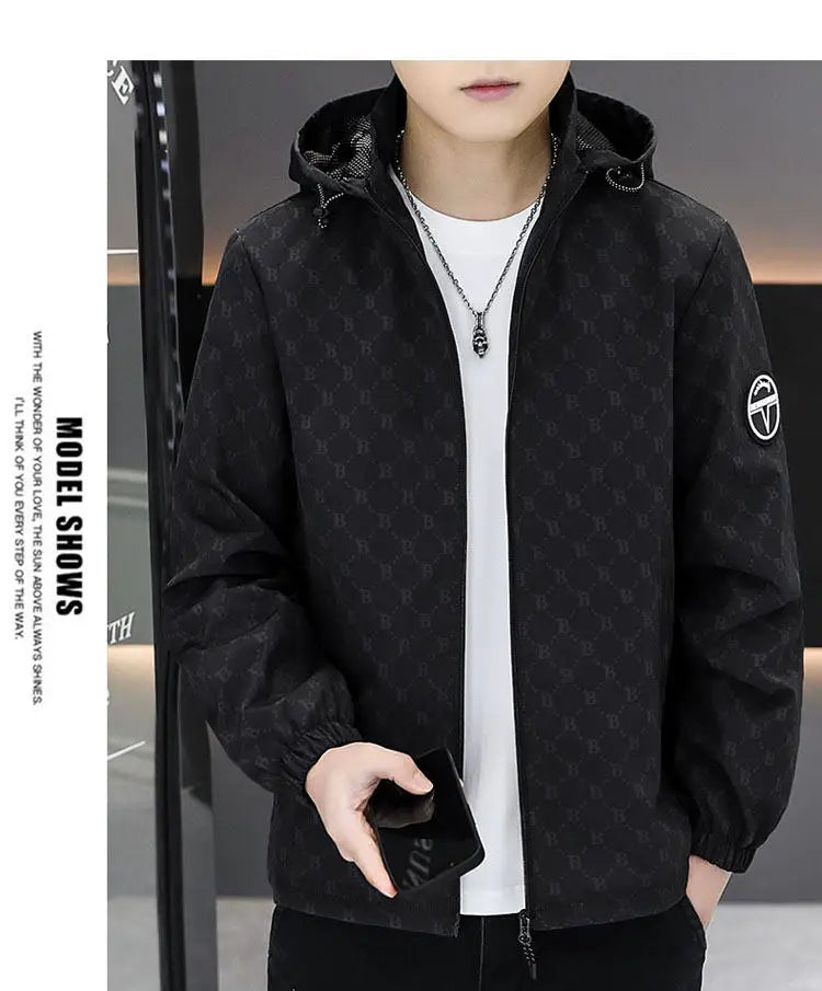 Autumn Casual Hooded Jacket Men Luxury Business Social Jackets Personality Streetwear Coats Tops Men's Clothing