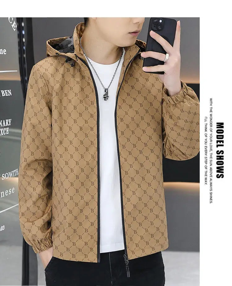 Autumn Casual Hooded Jacket Men Luxury Business Social Jackets Personality Streetwear Coats Tops Men's Clothing