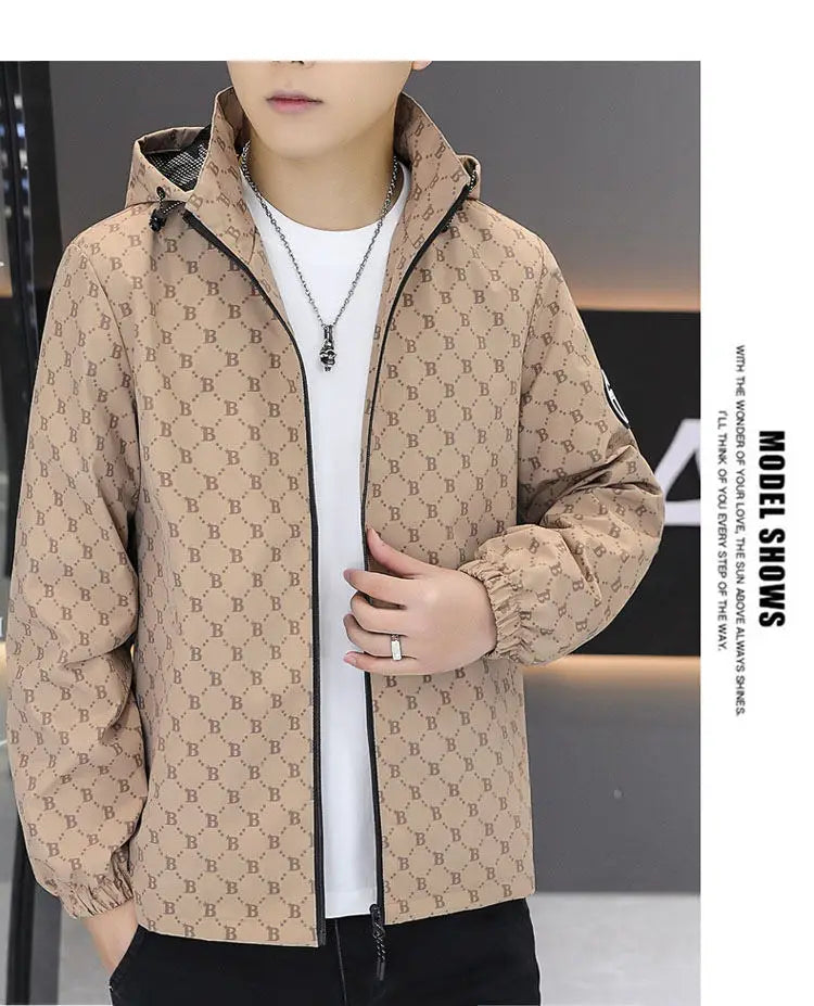 Autumn Casual Hooded Jacket Men Luxury Business Social Jackets Personality Streetwear Coats Tops Men's Clothing