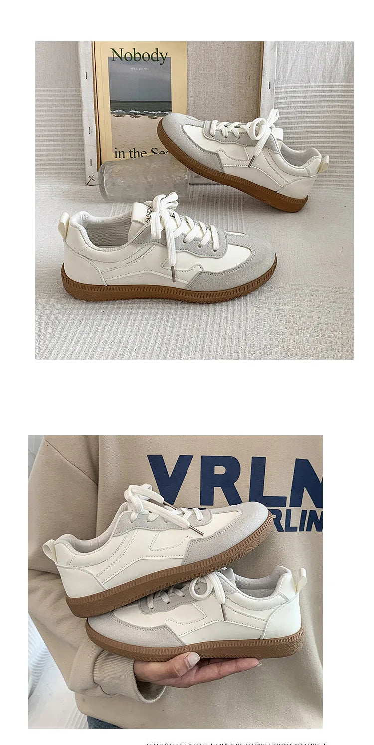 Large Size White Shoes for Women 2024 New All-match German Training Women's Casual Lace-up Sneakers Fashionable Casual Sneakers