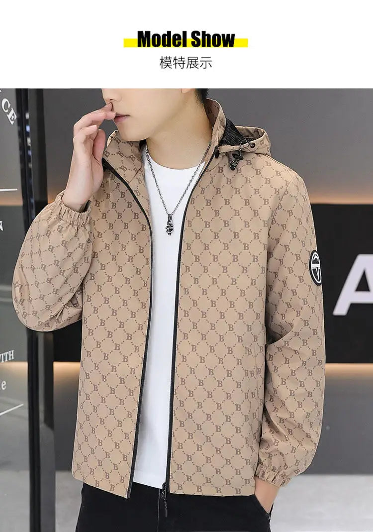 Autumn Casual Hooded Jacket Men Luxury Business Social Jackets Personality Streetwear Coats Tops Men's Clothing