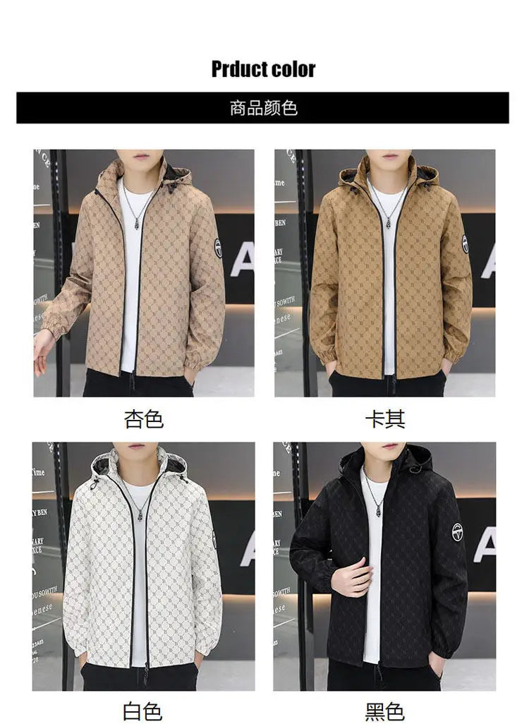 Autumn Casual Hooded Jacket Men Luxury Business Social Jackets Personality Streetwear Coats Tops Men's Clothing