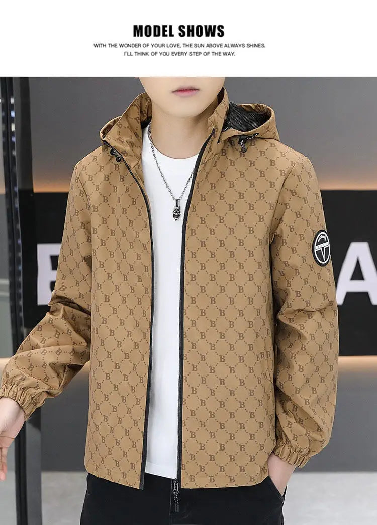 Autumn Casual Hooded Jacket Men Luxury Business Social Jackets Personality Streetwear Coats Tops Men's Clothing