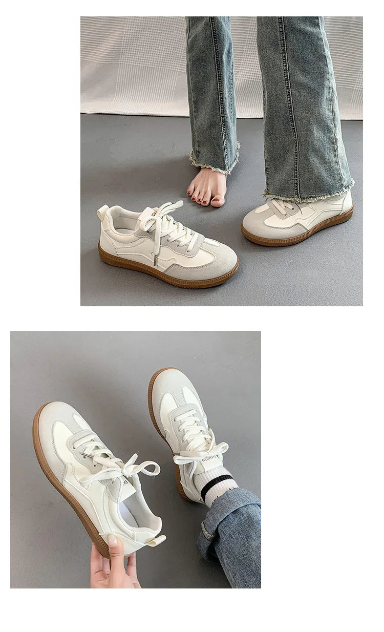 Large Size White Shoes for Women 2024 New All-match German Training Women's Casual Lace-up Sneakers Fashionable Casual Sneakers