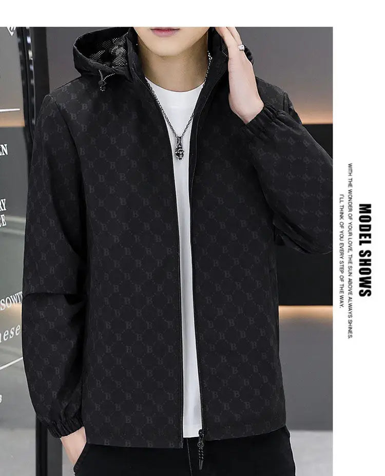 Autumn Casual Hooded Jacket Men Luxury Business Social Jackets Personality Streetwear Coats Tops Men's Clothing