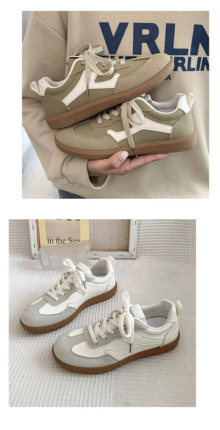 Large Size White Shoes for Women 2024 New All-match German Training Women's Casual Lace-up Sneakers Fashionable Casual Sneakers