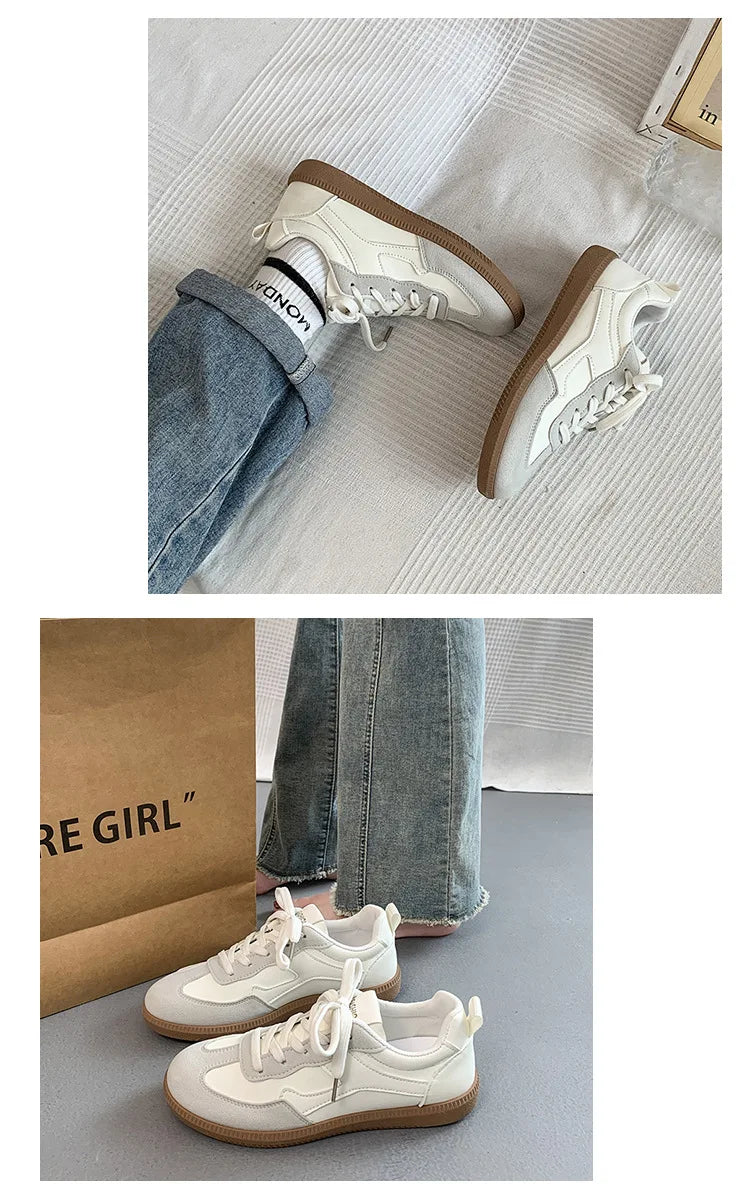 Large Size White Shoes for Women 2024 New All-match German Training Women's Casual Lace-up Sneakers Fashionable Casual Sneakers